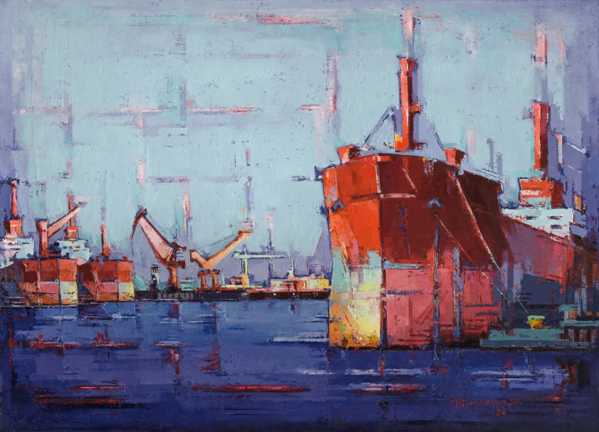 Galene 65 x 90 cm oil on canvas 2026 Tilemachos Kyriazatis Painting Canvas Oil Artwork Oil Tanker ship cargo maritime art marine