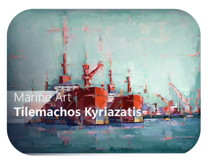 Tilemachos Kyriazatis Figurative Art Painting Canvas Oil Artwork Oil Tanker ship cargo maritime art marine vessel corporate
