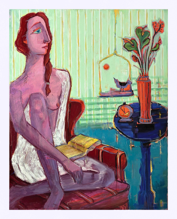 oil on canvas, 155 x 122 cm Tilemachos Kyriazatis Figurative Art Painting Canvas Oil Artwork Nude Greek Mythology Picasso Fasianos style woman